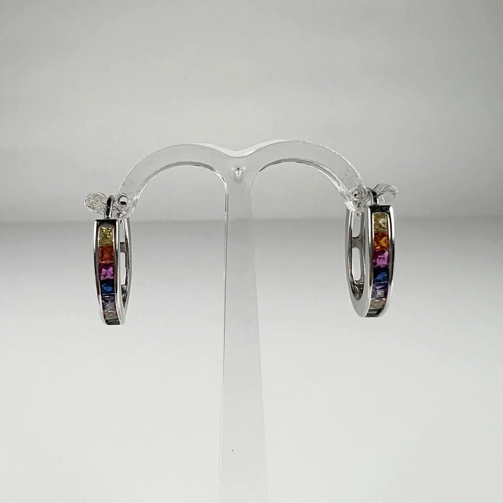 Cercei creole zirconia leverback argint 925, 15mm - vedere 1