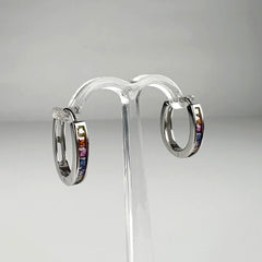 Cercei creole zirconia leverback argint 925, 15mm - vedere 2