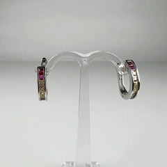 Cercei creole argint 925 cu zirconia si prindere leverback 12mm - vedere 1