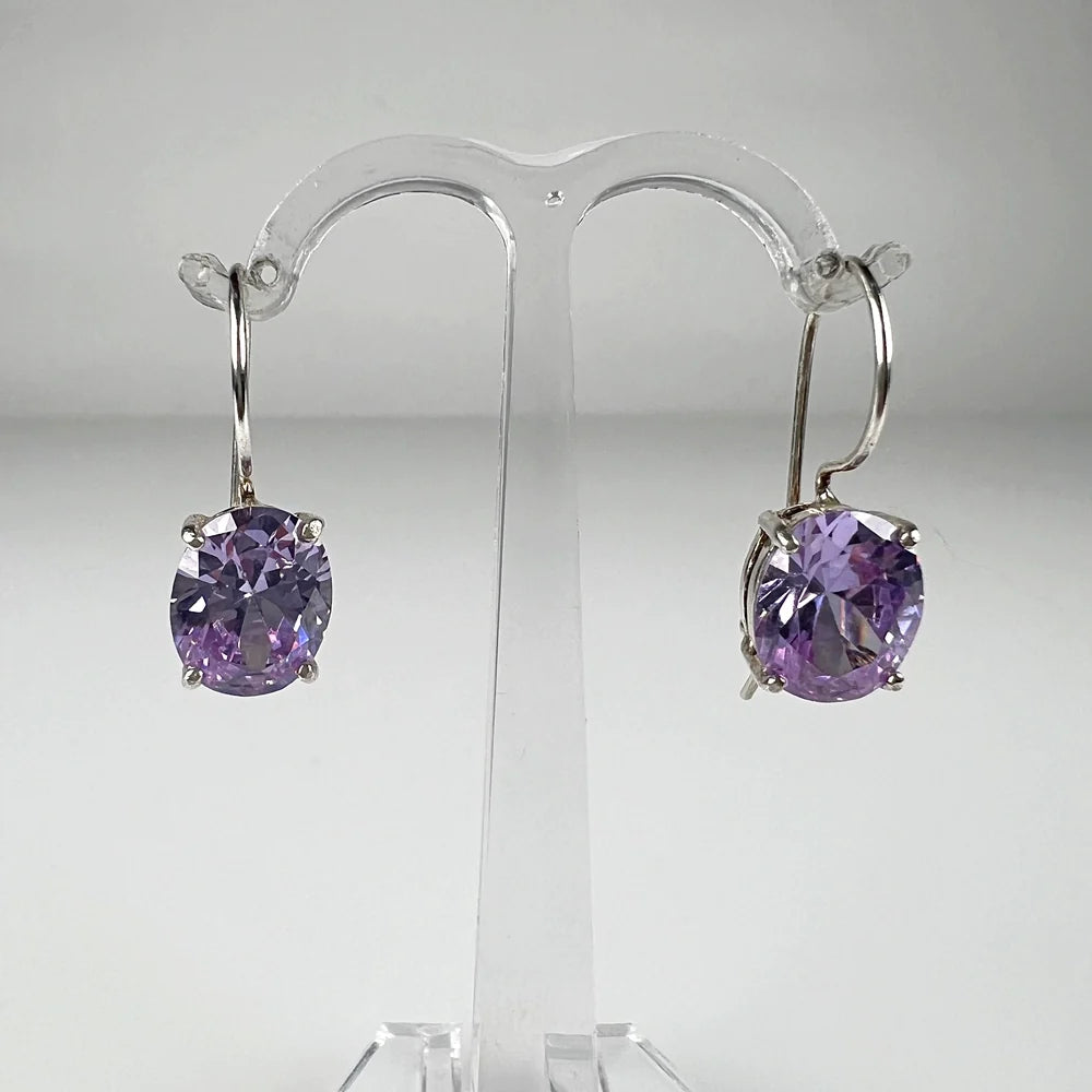 Cercei drop zirconia cu prindere leverback din argint 925 - vedere 1