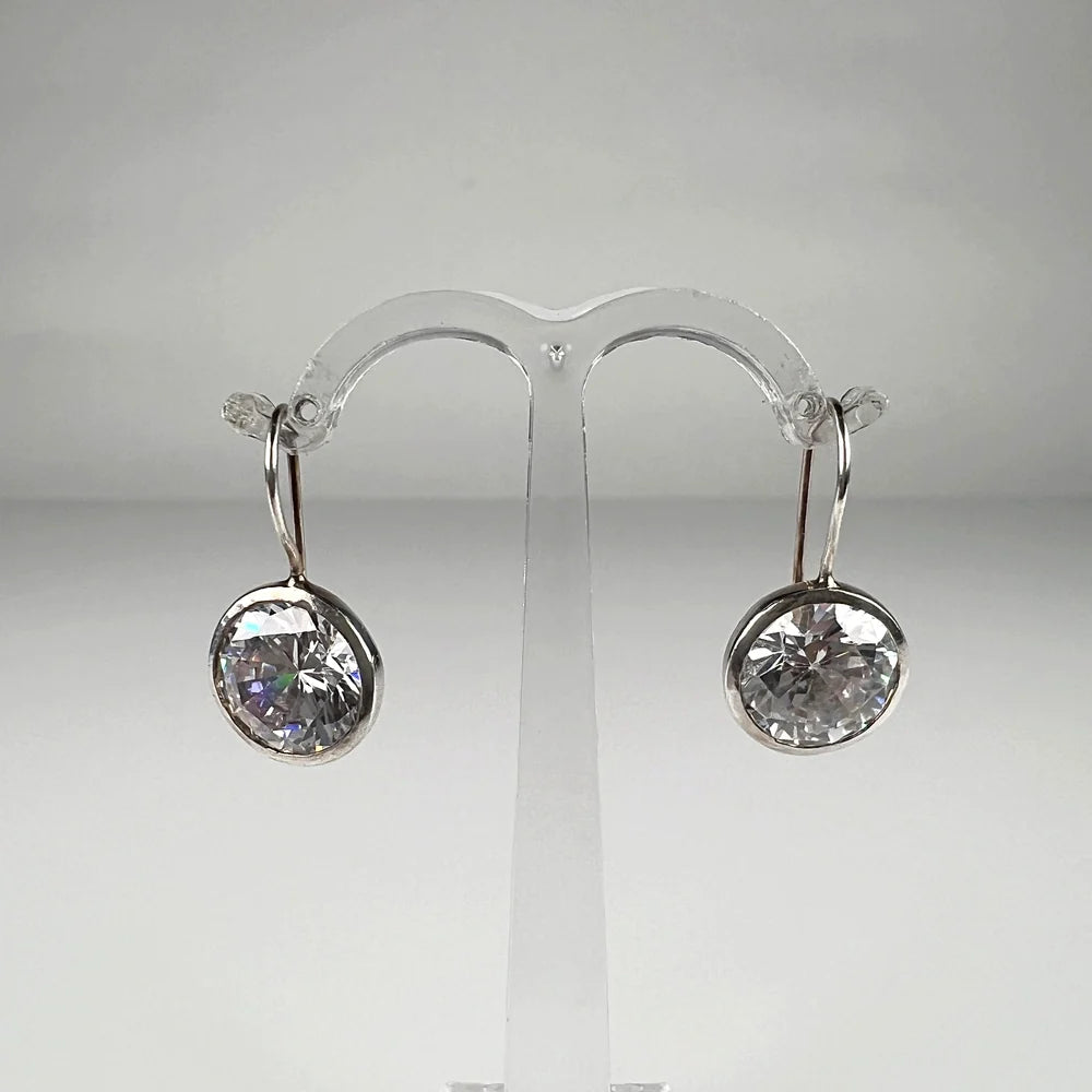 Cercei drop zirconia cu prindere leverback din argint 925 - vedere 1