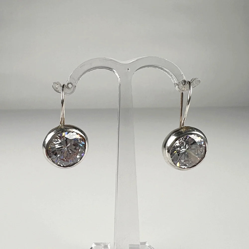 Cercei drop zirconia cu prindere leverback din argint 925 - vedere 1