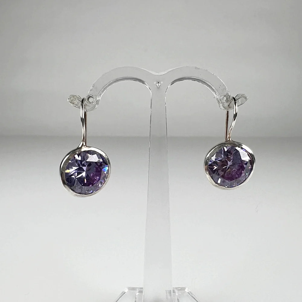 Cercei drop zirconia cu prindere leverback din argint 925 - vedere 1