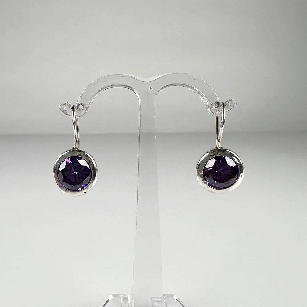 Cercei drop zirconia cu prindere leverback din argint 925 - vedere 1