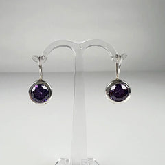 Cercei drop zirconia cu prindere leverback din argint 925 - vedere 1