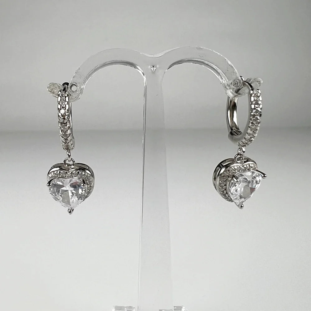 Cercei drop zirconia cu prindere leverback din argint 925 - vedere 1
