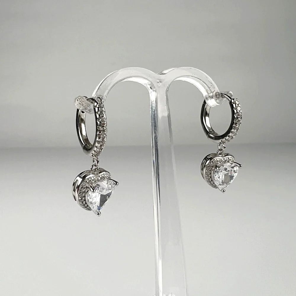 Cercei drop zirconia cu prindere leverback din argint 925 - vedere 2