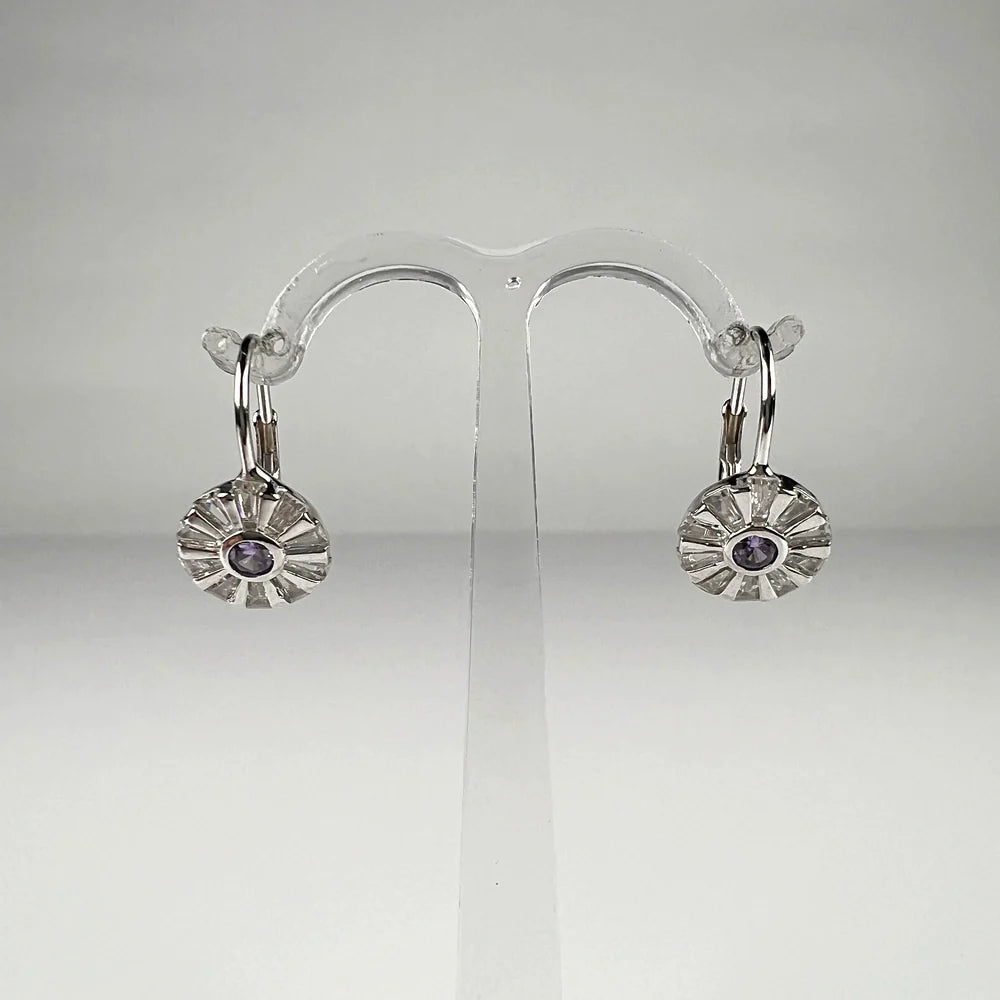 Cercei drop zirconia cu prindere leverback din argint 925 - vedere 1