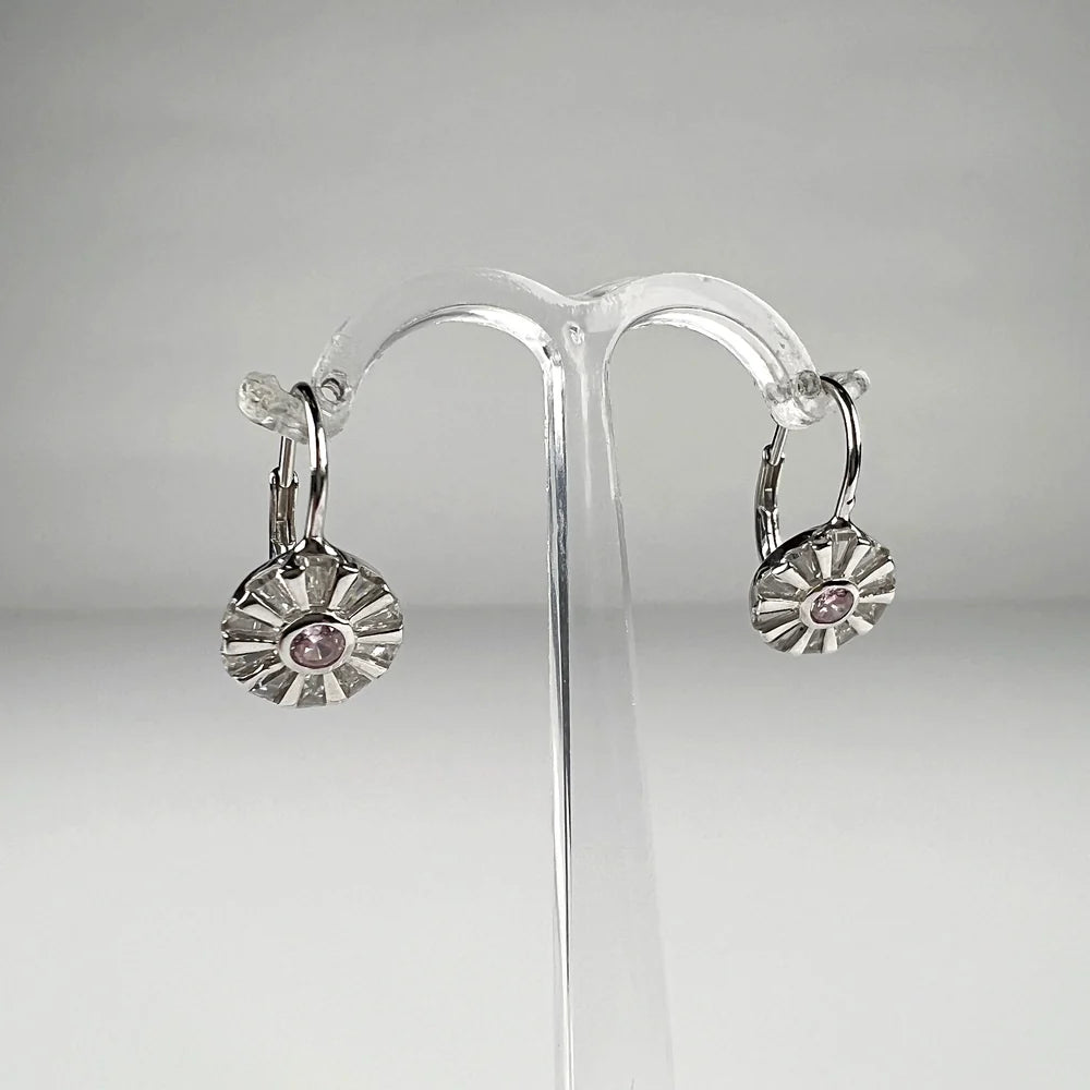 Cercei drop zirconia cu prindere leverback din argint 925 - vedere 2