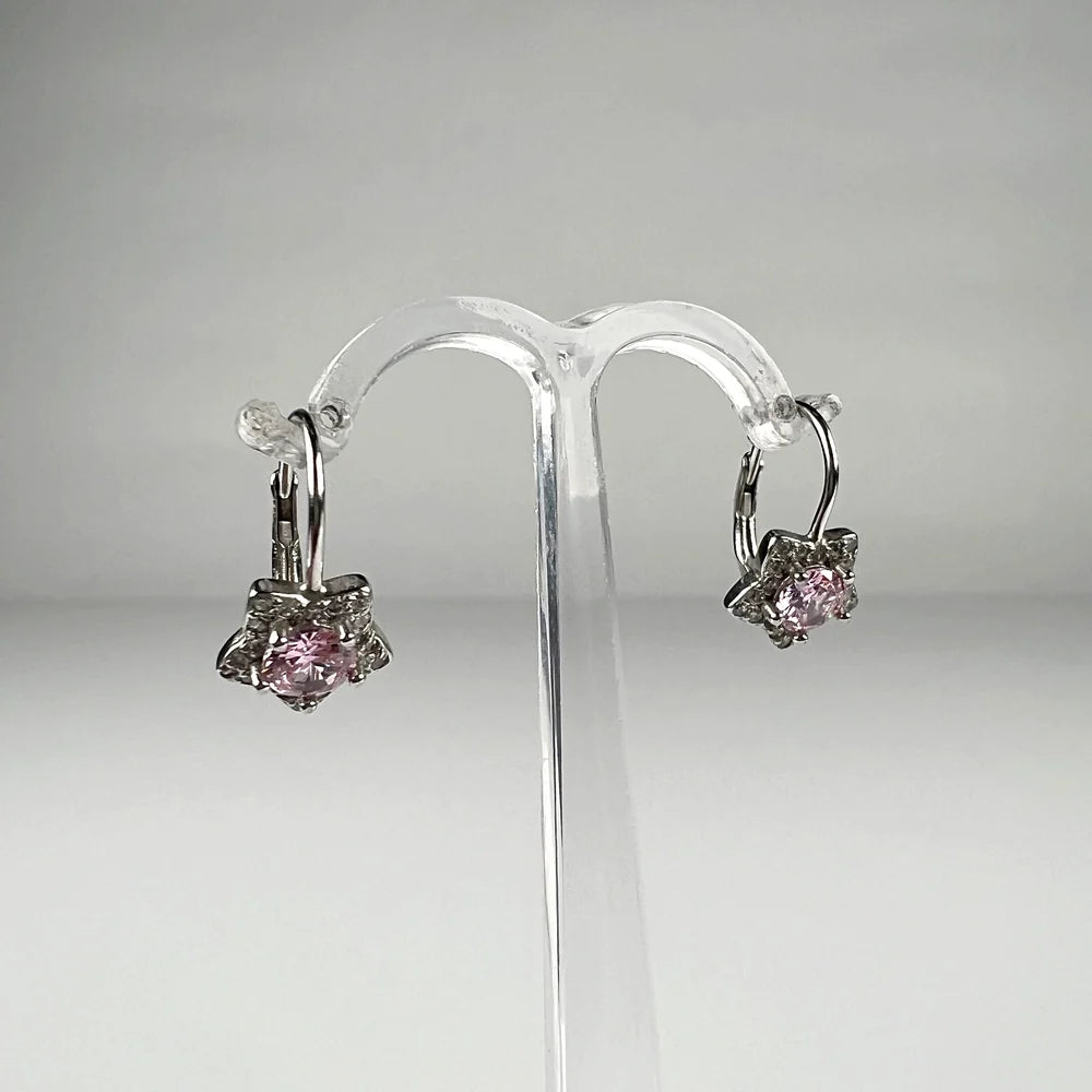 Cercei drop zirconia cu prindere leverback din argint 925 - vedere 2
