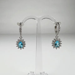 Cercei drop zirconia cu prindere leverback din argint 925 - vedere 1