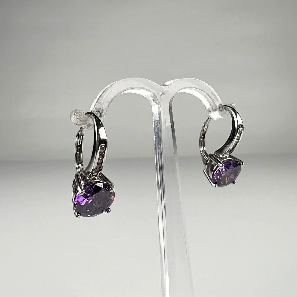 Cercei drop zirconia cu leverback din argint 925 - vedere 2