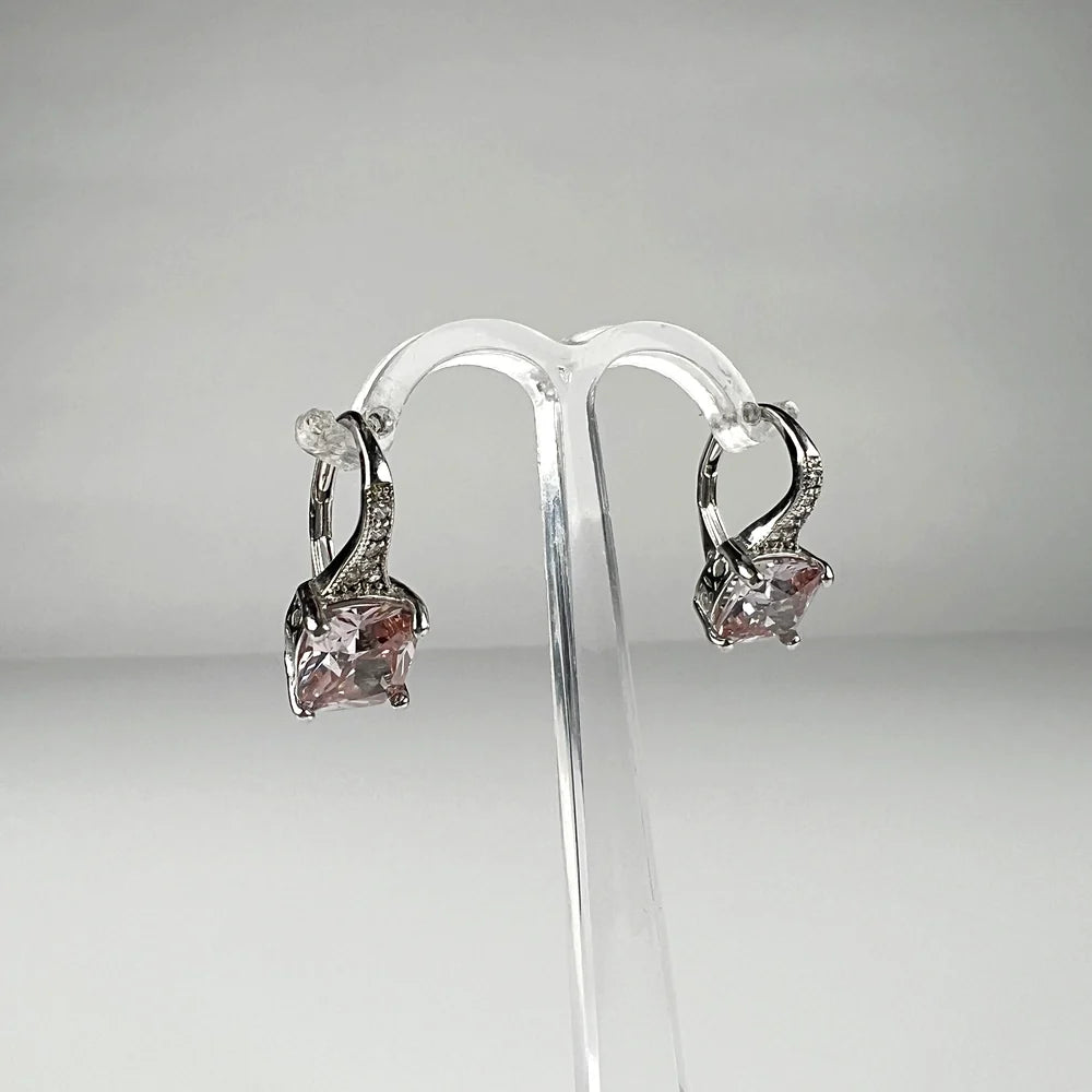 Cercei drop zirconia cu prindere leverback din argint 925 - vedere 2