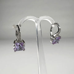 Cercei drop zirconia cu prindere leverback din argint 925 - vedere 2