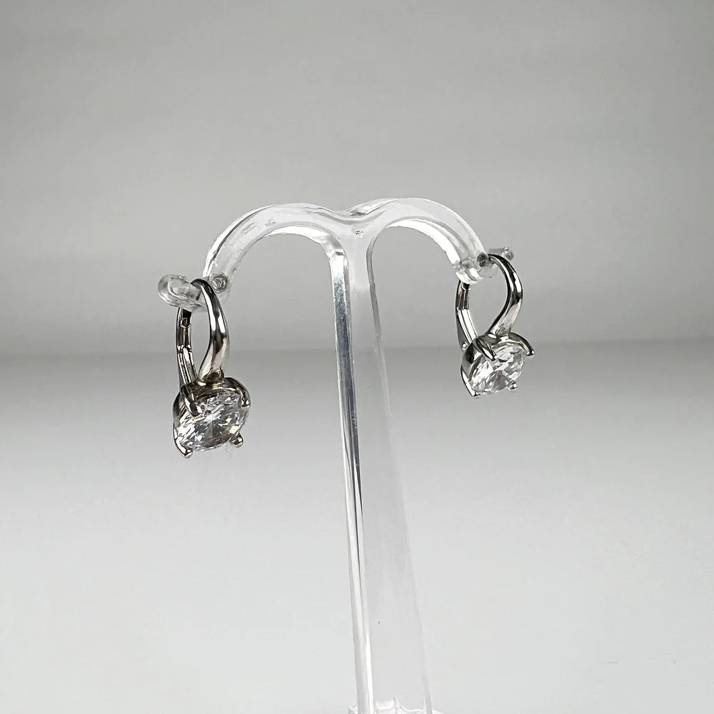 Cercei drop zirconia cu prindere leverback din argint 925 - vedere 2