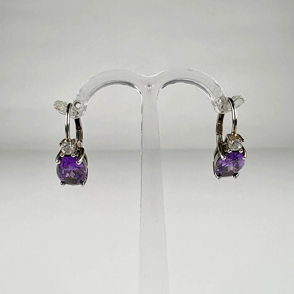 Cercei drop zirconia cu prindere leverback din argint 925 - vedere 1