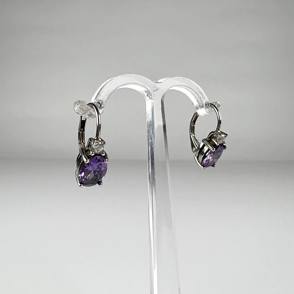 Cercei drop zirconia cu prindere leverback din argint 925 - vedere 2