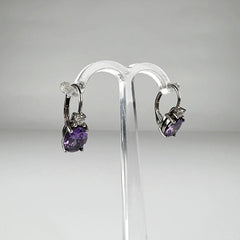 Cercei drop zirconia cu prindere leverback din argint 925 - vedere 2