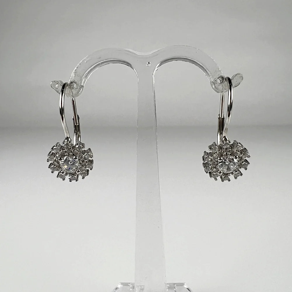 Cercei drop din argint 925 cu zirconia si prindere leverback - vedere 1