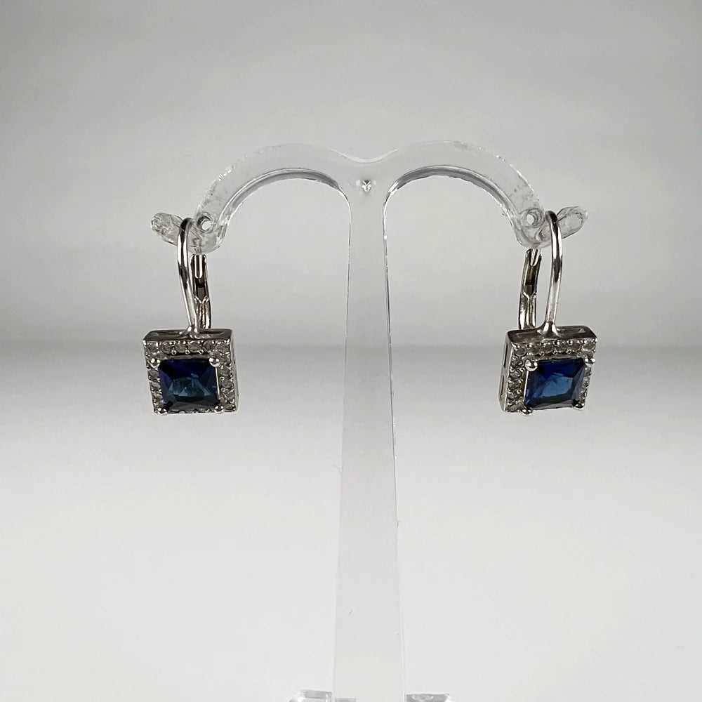 Cercei drop cu zirconia si prindere leverback din argint 925 - vedere 1
