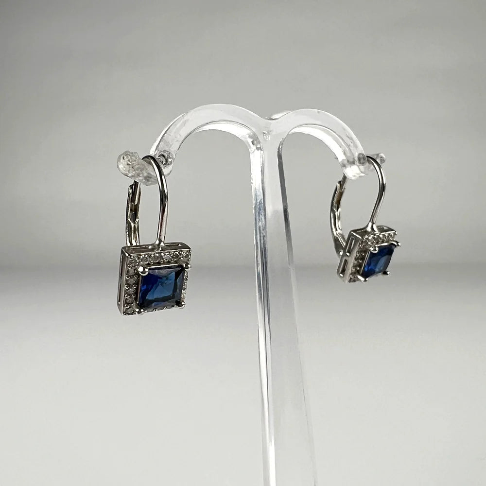Cercei drop cu zirconia si prindere leverback din argint 925 - vedere 2