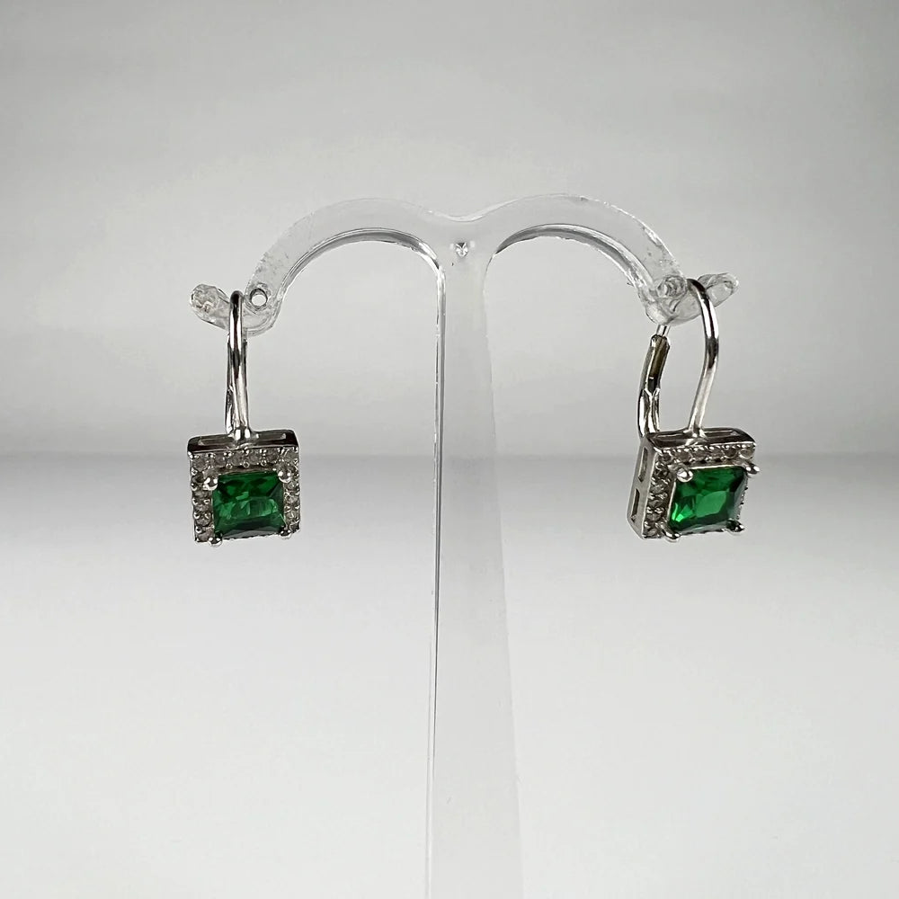 Cercei drop zirconia cu prindere leverback din argint 925 - vedere 1