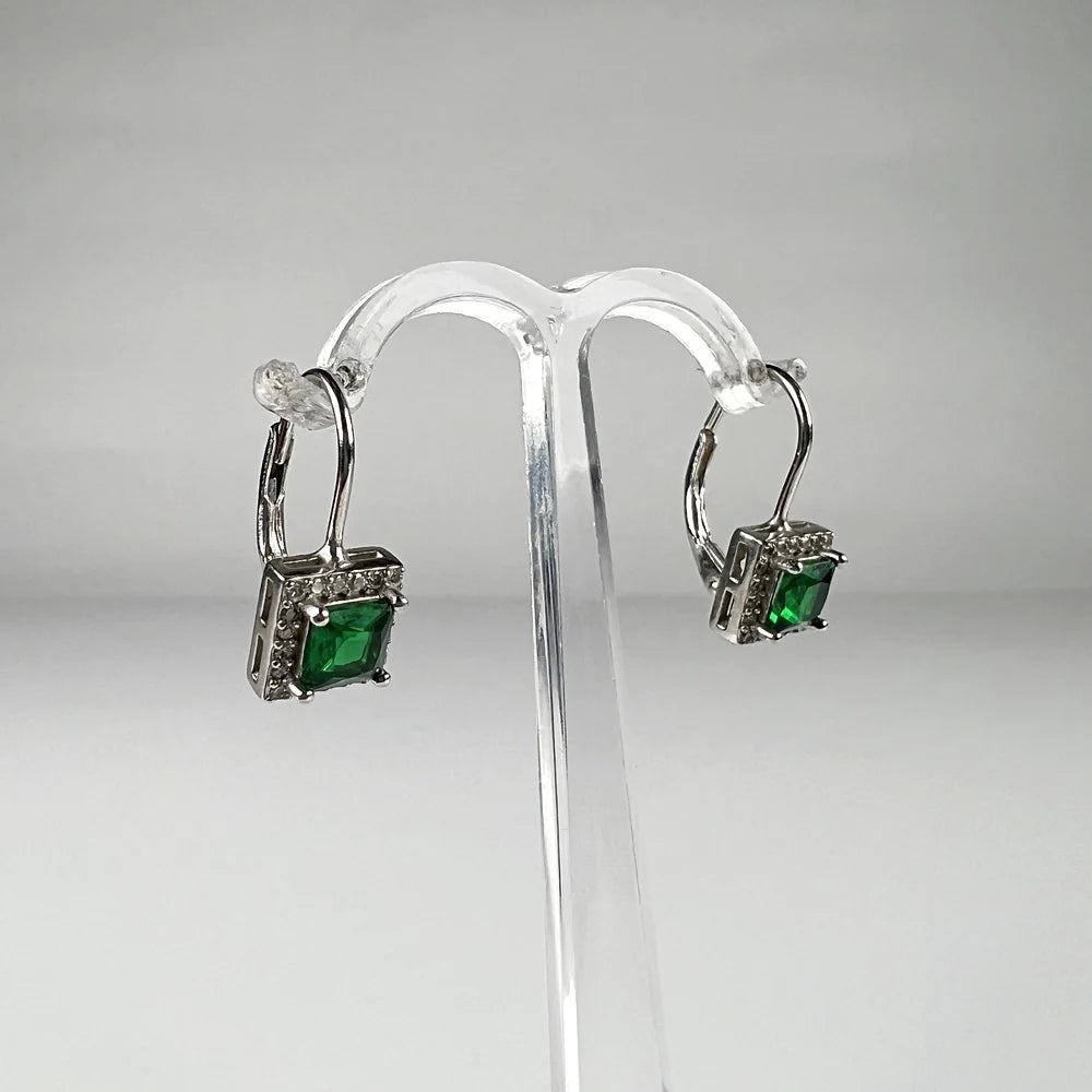 Cercei drop zirconia cu prindere leverback din argint 925 - vedere 2