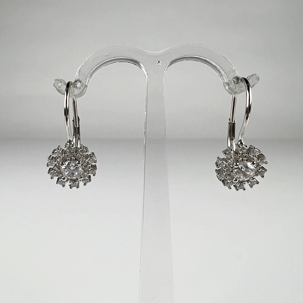Cercei drop zirconia cu prindere leverback din argint 925 - vedere 1