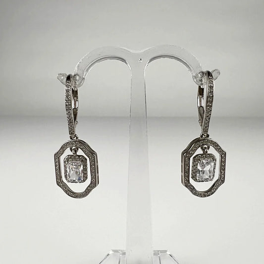 Cercei lungi zirconia leverback din argint 925 - vedere 1