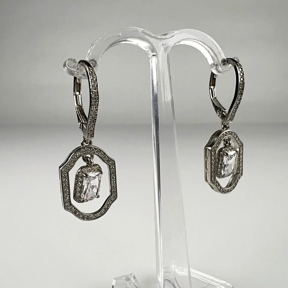 Cercei lungi zirconia leverback din argint 925 - vedere 2