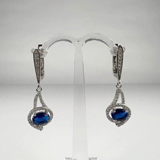 Cercei lungi zirconia cu prindere leverback din argint 925 - vedere 1