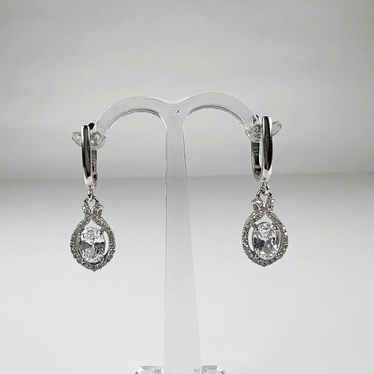 Cercei lungi zirconia cu prindere leverback din argint 925 - vedere 1