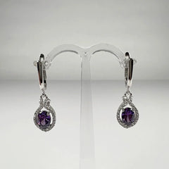 Cercei lungi zirconia cu prindere leverback din argint 925 - vedere 1