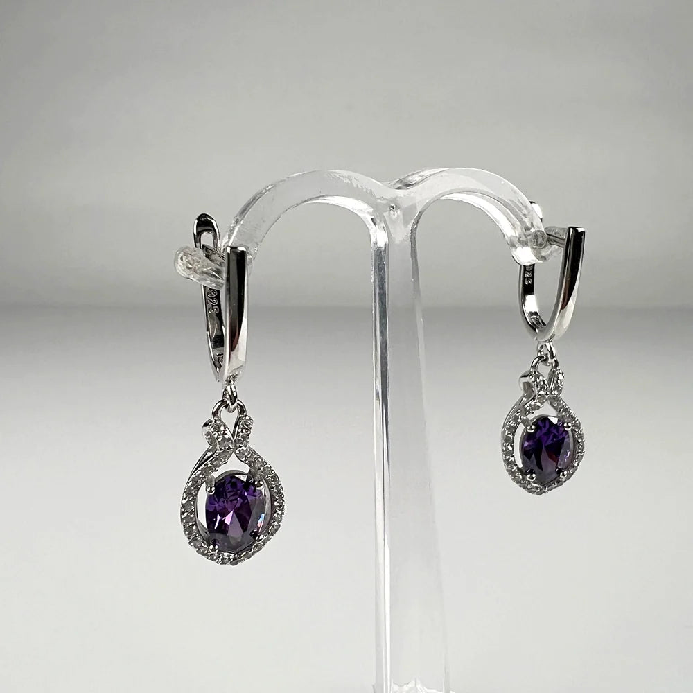 Cercei lungi zirconia cu prindere leverback din argint 925 - vedere 2