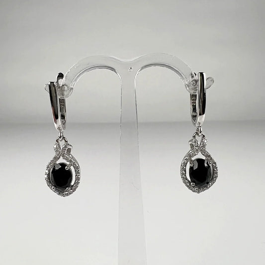 Cercei lungi zirconia cu prindere leverback din argint 925 - vedere 1