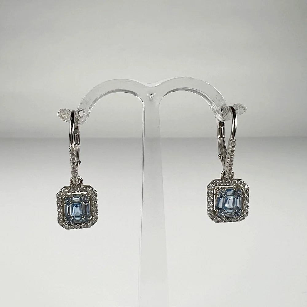 Cercei drop zirconia cu prindere leverback din argint 925 - vedere 1