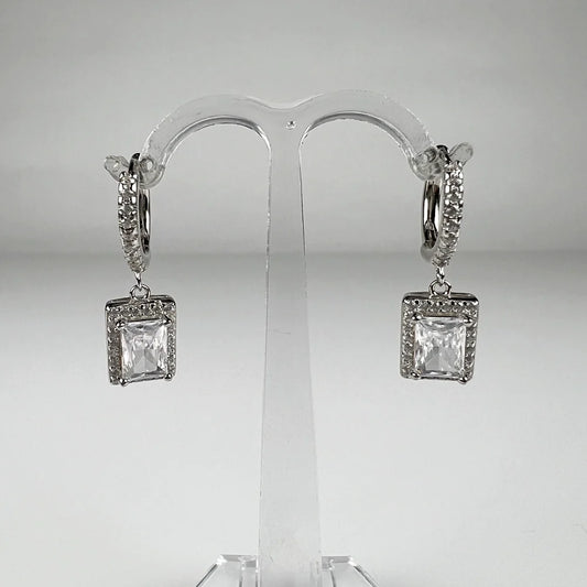 Cercei drop zirconia cu prindere leverback din argint 925 - vedere 1