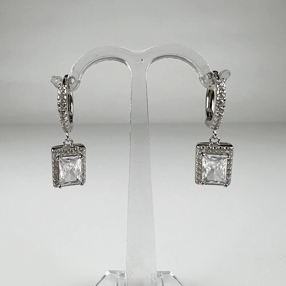 Cercei drop zirconia cu prindere leverback din argint 925 - vedere 1