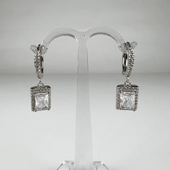 Cercei drop zirconia cu prindere leverback din argint 925 - vedere 1