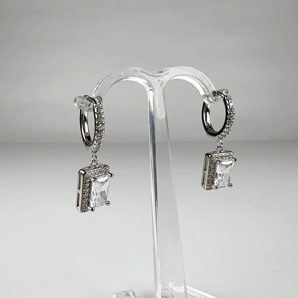 Cercei drop zirconia cu prindere leverback din argint 925 - vedere 2