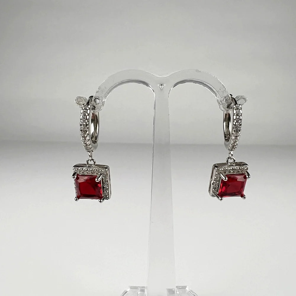 Cercei drop zirconia cu prindere leverback din argint 925 - vedere 1