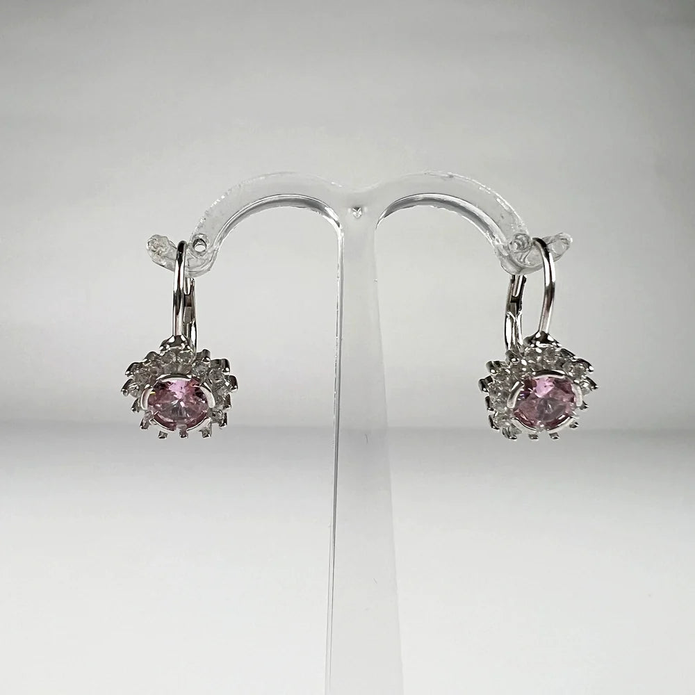 Cercei drop zirconia cu prindere leverback din argint 925 - vedere 1