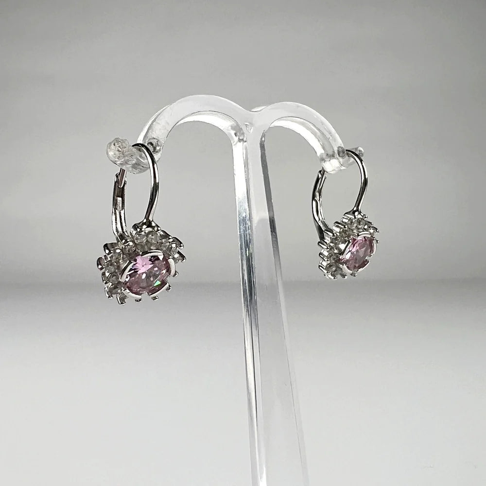 Cercei drop zirconia cu prindere leverback din argint 925 - vedere 2