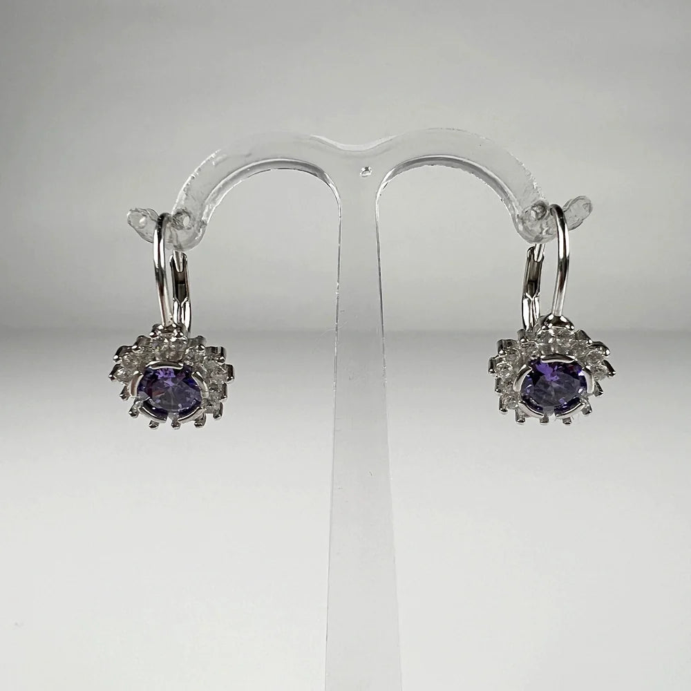 Cercei drop zirconia cu prindere leverback din argint 925 - vedere 1