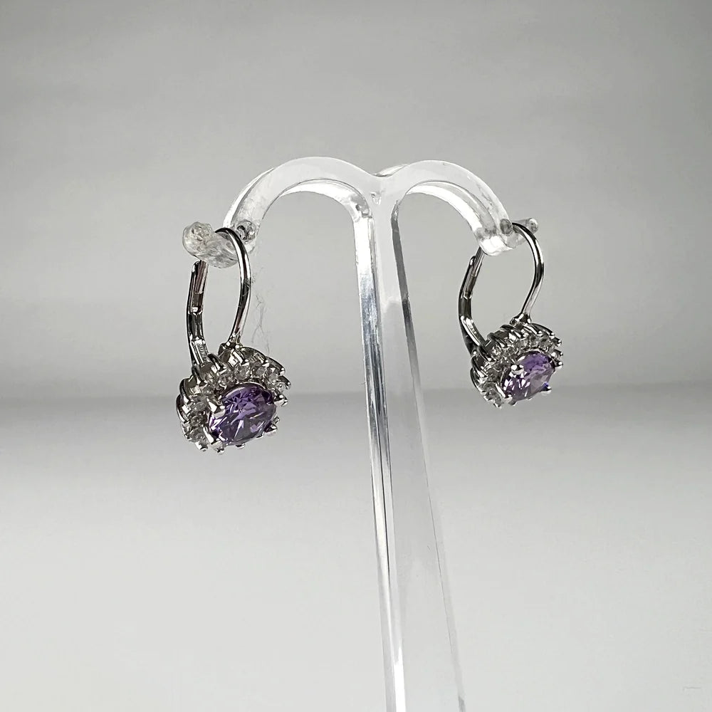 Cercei drop zirconia cu prindere leverback din argint 925 - vedere 2