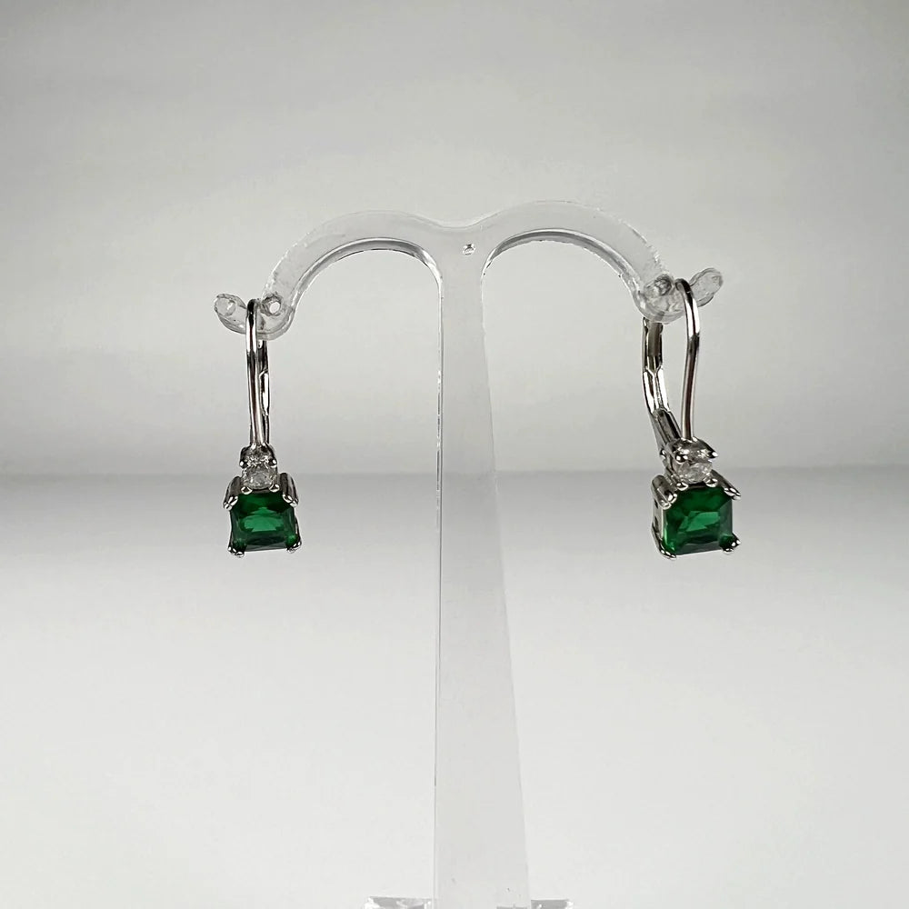 Cercei drop zirconia cu prindere leverback din argint 925 - vedere 1