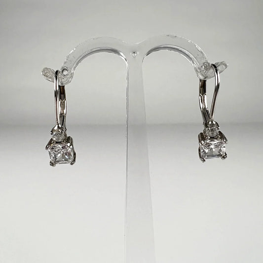 Cercei drop zirconia cu prindere leverback din argint 925 - vedere 1