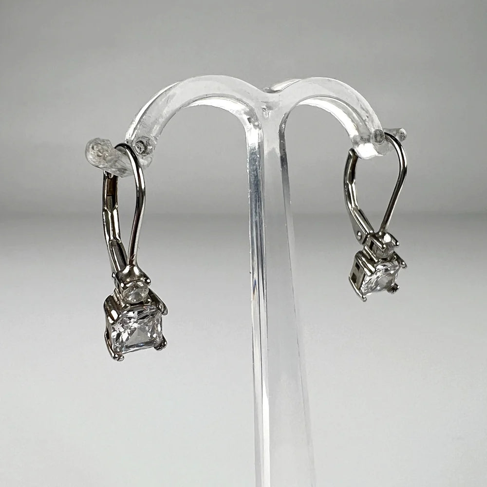 Cercei drop zirconia cu prindere leverback din argint 925 - vedere 2