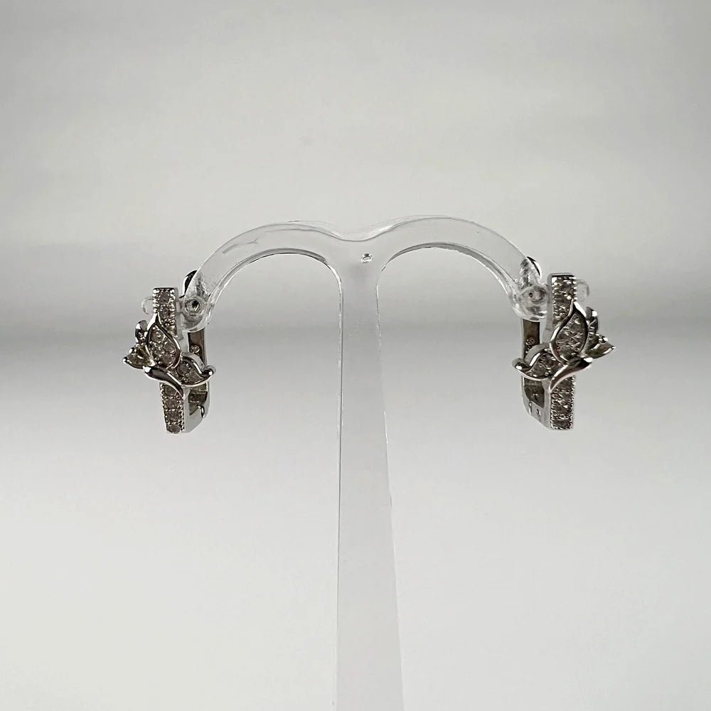 Cercei creole zirconia leverback argint 925, 14mm - vedere 1