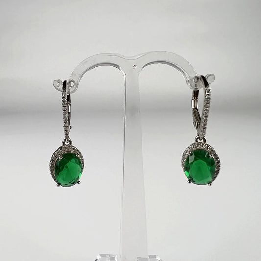 Cercei lungi zirconia cu prindere leverback din argint 925 - vedere 1